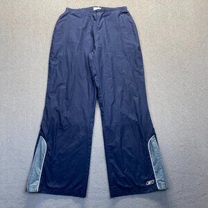 VINTAGE Reebok Pants Mens Large Blue Lined Windbreaker Track Zip Y2K,Wide Leg